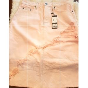 CARMAR DISTRESSED DENIM LONG BACK SKIRT